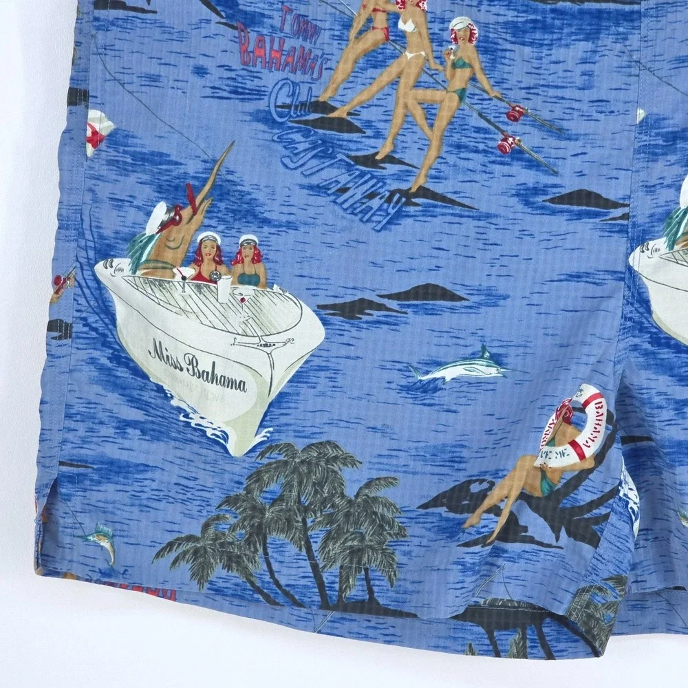 VTG 90s Tommy Bahama Swim Shorts Trunks Medium Paradise Nation Lined Tropical